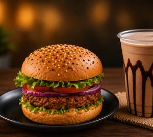 Cheese Burger + Chocolate Cold Coffee