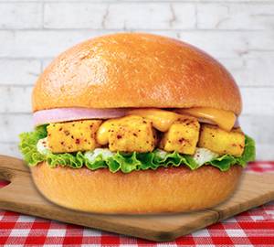Paneer bun paratha burger