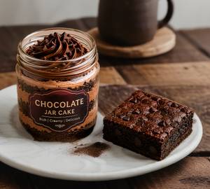 Chocolate Jar Cake With One Piece Dubble Chocolate Brownie