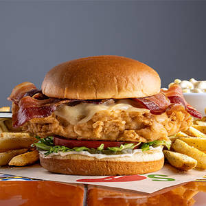 Deluxe Big Crispy Chicken Burger with pork bacon