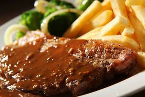 Chicken steak and black pepper sauce