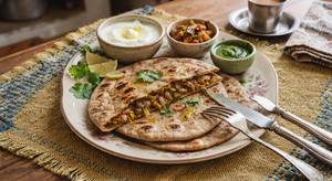 Aloo Onion Paratha With Curd
