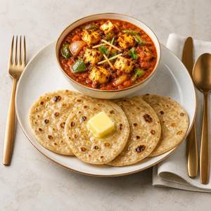 Kadhai Paneer With 4 Roti Butter