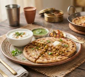 Paneer Pyaaz Paratha With Curd [1 Paratha, Serves 1]