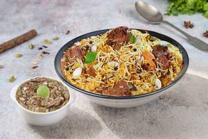 Lucknowi Mutton Dum Biryani (Boneless) (Serves 1) with Mutton Haleem (300 Gm)