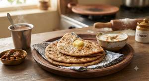 Ajwain Paratha With Curd