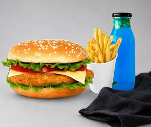 Krispy Paneer Burger + Fries + Mojito