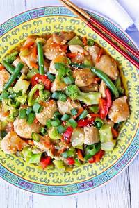 Stir Fried Exotic Veg With Chicken