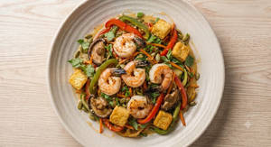 Shiitake Mushroom, Broccoli, Tofu & Bok Choy (prawns)