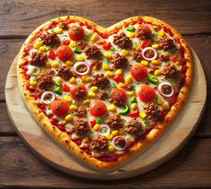 Chicken heart shape pizza