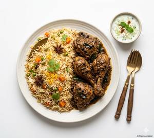 1\2 Biryani Rice With Pepper Chicken Masala [3 Pieces]