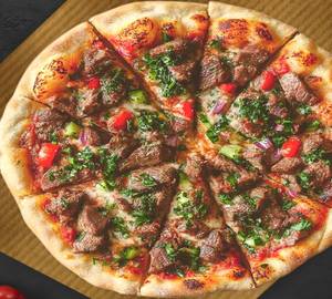 Mutton kebab pizza