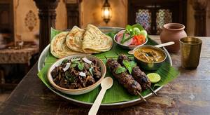 Porota 3, Beef fry, 2pc Kabab, Salad