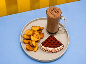 Red Velvet Waffle, Wedges & Belgian Milkshake Combo