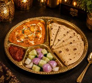 Shahi Paneer Red Chutney,salad thali 