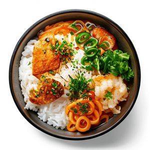 Korean ramen and rice bowl non veg