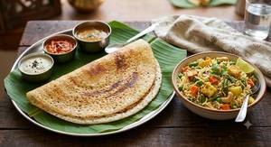 Plain Dosa [1 Pcs] + Pulao [1 Plate] + Half Pulao