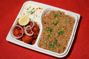 Plain Biryani With Chilli Gobi