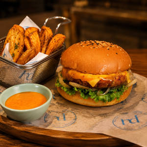 The Cheesy Aloo Crunch Burger