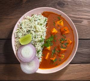 Matar paneer and rice