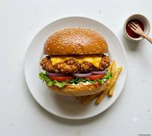 Veg Cheese Burger [Fried]