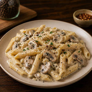 Mushroom Alfredo Penne Pasta