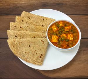 Matar paneer with 4  tawa roti