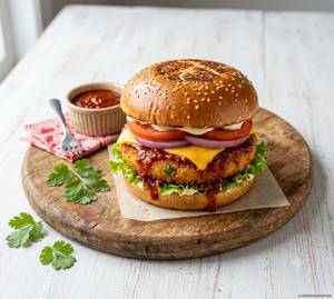 Schezwan Aloo Tikki Burger