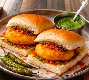 Wada Pav 2  Pav And 2 Wada Pav  2  Pav With Green