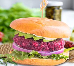 Beetroot Paneer cutlet burger 