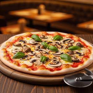 Cheesy mushroom pizza