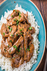Buff Stroganoff With Herbed Rice