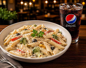 White Pasta + Cold Drink