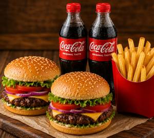 Burger 2+ French Fries 1+ Soft Drinks Bottle 2