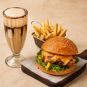 Choose Any Veg Burger And Cold Coffee