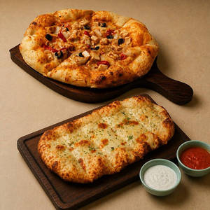 Choose Any Veg Pizza And Garlic Bread