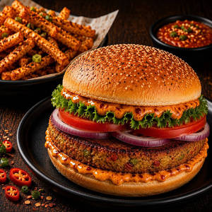 Schezwan Veg. Burger