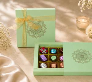 Pastel Green 9 Cavity Box [ Assorted Chocolate ]