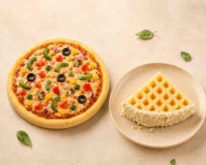 Veggie Delight Pizza - 6 Inch + White Chocolate Pocket Waffle