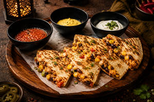 Spicy Chicken Corn & Bean Quesadillas