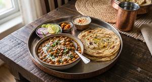 2 Lachha Paratha with Chana Masala