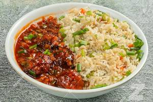Veg Fried Rice And Manchurian Bowl