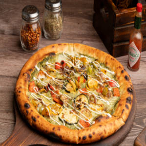 Pesto Grilled Veggies Pizza