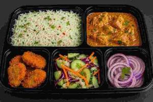 Chicken Lunch Box(herbed Rice + Chicken Gravy +Chicken Nuggets +Salad)