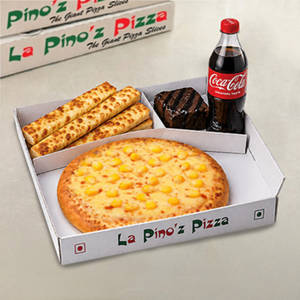 Sweet Corn Pizza (r ) + Cheezo Garlic Bread (3pc)+ Triple Chocolate Brownie + Coke