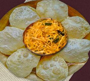 Fulka Luchi 4Ps And Masala Jhuri Aloo Vaja With Mixed Acher