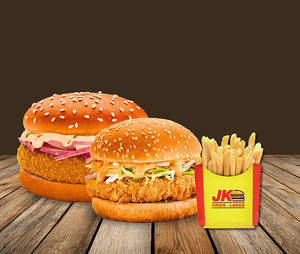 Mumbai Burger+ Big Crunch Burger+ Fries