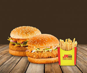 Peri Peri Nachos Burger + Big Crunch Burger + Fries