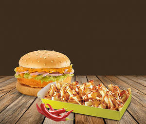 Zesty Paneer Burger +peri Peri Loaded Fries