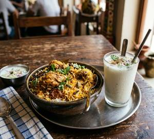 Chicken Biryani + Chaas + Raita